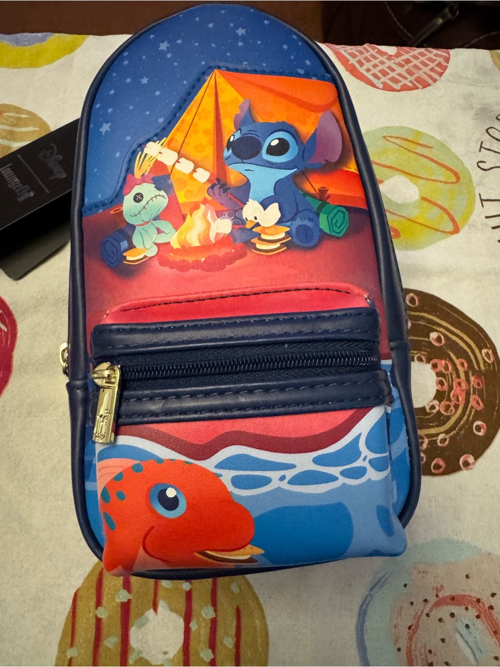 Disney Kids Crossbody Bag - Blue, Red & Orange Stitch Camping Design Loungefly
